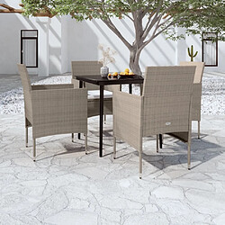 vidaXL Ensemble à manger de jardin coussins 5 pcs Beige/noir