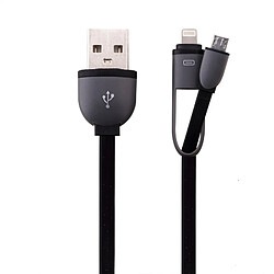 Wewoo Câble 1m 2 en 1 Lightning 8 broches & micro USB vers de données / chargeur USB, pour iPhone, iPad, Samsung, HTC, LG, Sony, Huawei, Lenovo, Xiaomi & autres smartphones noir pas cher