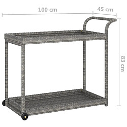 vidaXL Chariot de bar Gris 100x45x83 cm Résine tressée pas cher