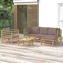 vidaXL Salon de jardin 6 pcs avec coussins taupe bambou