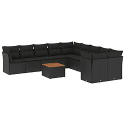 Maison Chic Salon de jardin 11 pcs avec coussins, Ensemble Tables et chaises d'extérieur noir résine tressée -GKD257964