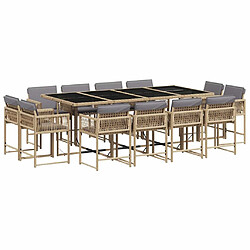 vidaXL Ensemble à manger de jardin et coussins 13 pcs mélange beige