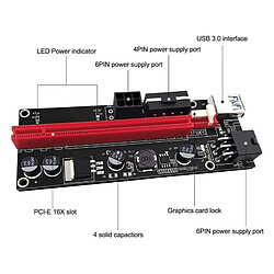 PCI-E VER 009S 1x à 16x Extension Graphique Adaptateur USB 3.0 Câble USB Bleu