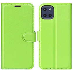 Etui en PU texture litchi, fermoir magnétique avec support vert pour votre Samsung Galaxy A03 (EU Version)