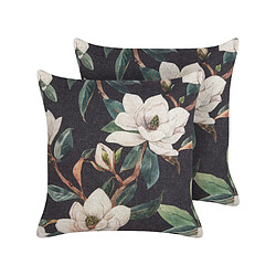 Beliani Lot de 2 coussins ZAHRIYE 45 x 45 cm Floral Noir