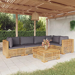 Maison Chic Salon de jardin 6 pcs + coussins - Mobilier/Meubles de jardin - Table et chaises d'extérieur Bois de teck solide -MN35274