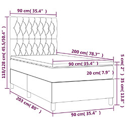 Maison Chic Lit adulte- Lit + matelas,Sommier à lattes de lit et matelas et LED Gris clair 90x200 cm -GKD15060 pas cher