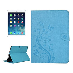 Wewoo Housse Étui bleu pour iPad Air 2 fleurs pressées motif papillon flip horizontal en cuir PU avec boucle magnétique et titulaire fentes cartes porte-monnaie