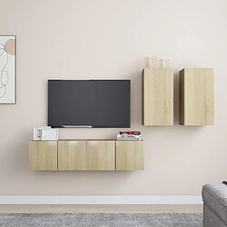 vidaXL Ensemble de meubles TV 4 pcs Chêne sonoma Bois d'ingénierie