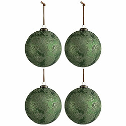 Paris Prix Lot de 4 Boules de Noël Antique 12cm Vert