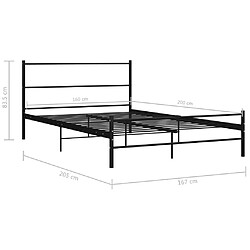 vidaXL Cadre de lit avec tête de lit sans matelas noir 160x200cm métal pas cher