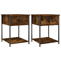 Maison Chic Lot de 2 Tables de chevet - Tables de Nuit chêne fumé 44x45x58 cm bois d’ingénierie