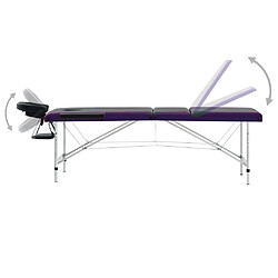 Avis vidaXL Table de massage pliable 3 zones Aluminium Noir et violet