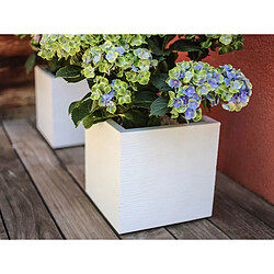 Jardinière carrée Graphit Up 29,5 x 29,5 x 29,5 cm - 21 L - Blanc cérusé - Eda