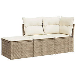 Maison Chic Salon de jardin avec coussins 3 pcs | Ensemble de Table et chaises | Mobilier d'Extérieur beige résine tressée -GKD59044