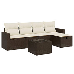 vidaXL Salon de jardin avec coussins 6 pcs marron résine tressée