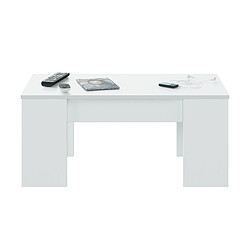 Acheter Alter Table basse avec plateau relevable et espace de rangement, coloris blanc brillant, 100 x 45 x 50 cm (hauteur réglable de 45 à 56 cm).