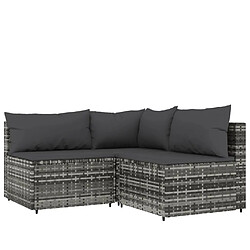 Maison Chic Salon de jardin 3 pcs + coussins - Mobilier/Meubles de jardin - Table et chaises d'extérieur Gris Résine tressée -MN94648