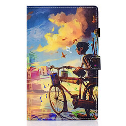 Etui en PU magnétique avec porte-cartes et porte-stylet Vélo et garçon pour votre Samsung Galaxy Tab A8 (2021) SM-X200/SM-X205