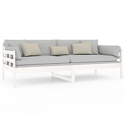 Maison Chic Lit de jour, Lit de repos pour Salon Chambre,Canapé-lit,Lit d'invité blanc bois de pin massif 90x200 cm -MN74515 pas cher