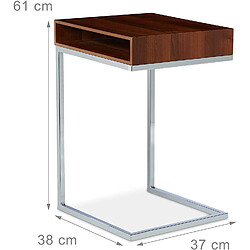 Helloshop26 Table basse console appoint métal et MDF marron 13_0002597