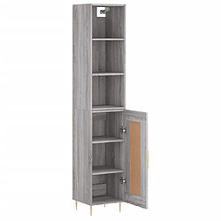 Avis vidaXL Buffet haut Sonoma gris 34,5x34x180 cm Bois d'ingénierie