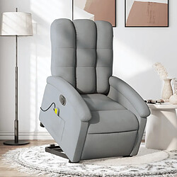 vidaXL Fauteuil inclinable de massage électrique Gris clair Tissu