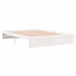 Avis vidaXL Cadre de lit sans matelas blanc bois massif 140x190 cm