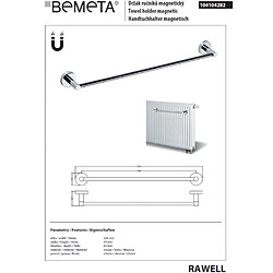 Acheter Bemeta - Maison De La Tendance Porte-serviettes aimanté RAWELL pour radiateur 55x5,4x6,3 cm