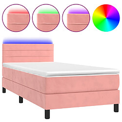 vidaXL Sommier à lattes de lit avec matelas et LED Rose 90x200 cm