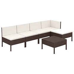 Maison Chic Salon de jardin 6 pcs + coussins - Mobilier/Meubles de jardin - Table et chaises d'extérieur Résine tressée Marron -MN63577