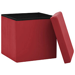 Acheter vidaXL Tabourets de rangement pliables lot de 2 rouge bordeaux PVC