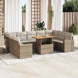 vidaXL Salon de jardin avec coussins 10 pcs beige résine tressée