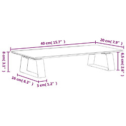 vidaXL Support de moniteur noir 40x20x8 cm verre trempé et métal pas cher