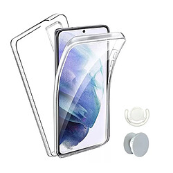 Kit Housse 3X1 Protection Impact 360° + 1 Gripholder + 1 Support Gripholder Blanc Phonecare Compatible avec Oppo Reno12 Pro - Transparent/Blanc