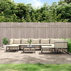 Maison Chic Salon de jardin 10 pcs + coussins - Mobilier/Meubles de jardin - Table et chaises d'extérieur anthracite résine tressée -MN52300