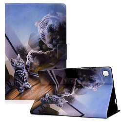 Etui en PU Conception d'impression de motifs chat et tigre pour votre Samsung Galaxy Tab A7 Lite 8.7 pouces T220/T225