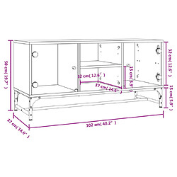 vidaXL Meuble TV avec portes en verre blanc 102x37x50 cm pas cher