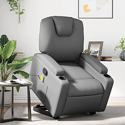 Maison Chic Fauteuil Relax pour salon, Fauteuil inclinable de massage Gris Similicuir -GKD46489