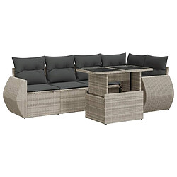 vidaXL Salon de jardin avec coussins 7 pcs gris clair résine tressée