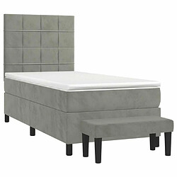 Avis Maison Chic Lit Adulte - Lit simple Lit à sommier tapissier et matelas moelleux - Meuble de Chambre - Gris clair 90x190 cm Velours -MN27347