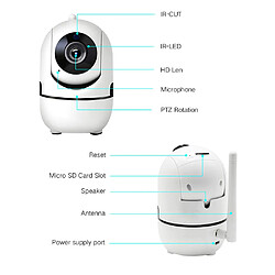 Caméra WiFi - Système de caméra de sécurité 1080P Caméra sans fil intérieure 2,4 GHz avec vision nocturne audio bidirectionnelle, croisière automatique, suivi de mouvement, alerte d'activité