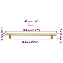 vidaXL Poignées d'armoire 5 pcs doré 320 mm acier inoxydable pas cher