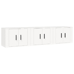 vidaXL Meubles TV muraux 3 pcs blanc 57x34,5x40 cm