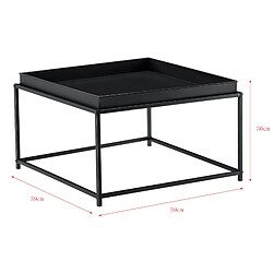 Helloshop26 Table basse carrée pour salon avec plateau amovible en métal 59 x 59 cm noir mat 03_0006130