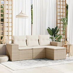 Maison Chic Salon de jardin avec coussins 4 pcs | Ensemble de Table et chaises | Mobilier d'Extérieur beige résine tressée -GKD73607