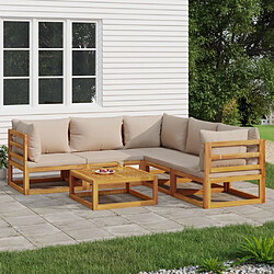 Maison Chic Salon de jardin 6 pcs + coussins - Mobilier/Meubles de jardin - Table et chaises d'extérieur taupe bois massif -MN78884