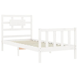 Maison Chic Lit adulte - Cadre Structure de lit avec tête de lit Contemporain blanc 90x200 cm bois massif -MN75679 pas cher