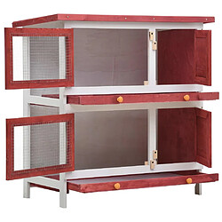 Helloshop26 Clapier cage d'extérieur 4 portes 90 x 45 x 90 cm rouge bois 02_0000594