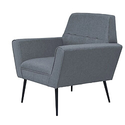 Helloshop26 Fauteuil chaise siège lounge design club sofa salon acier et tissu gris clair 1102325